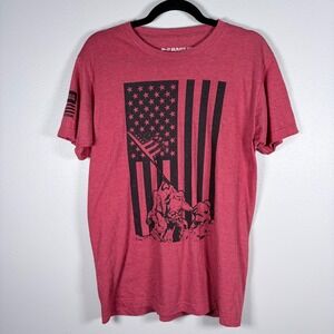 Rags of Honor Mens Red Iwo Jima American Flag Graphic T-Shirt Size M